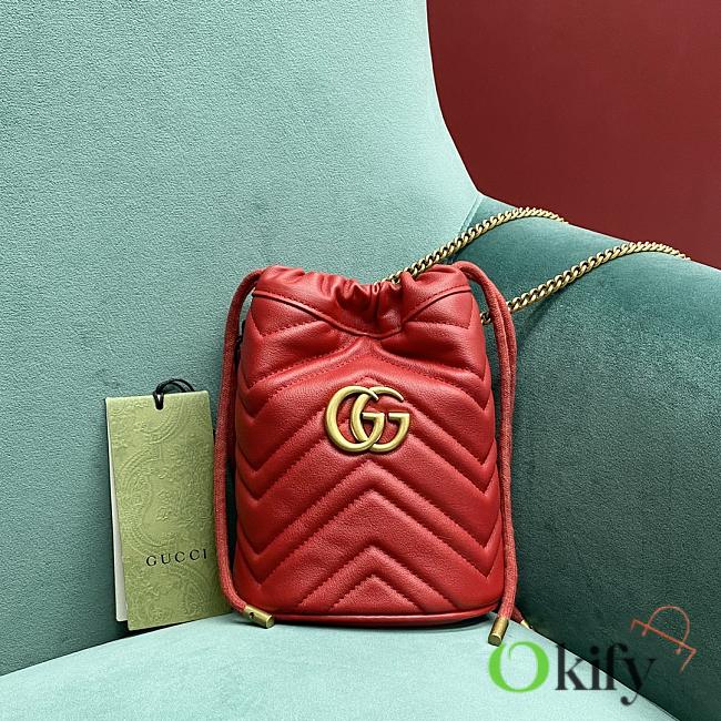 Okify Gucci GG Marmont Mini Bucket Bag Red - 1