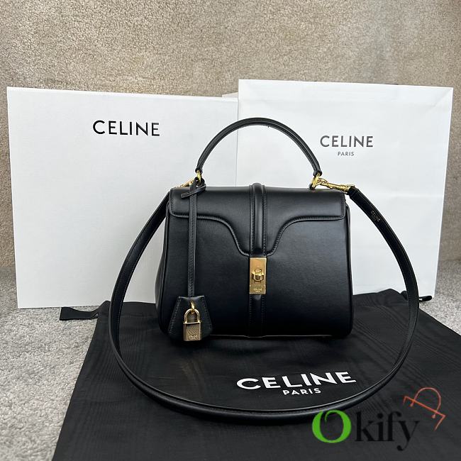Okify Celine Small 16 Bag In Satinated Calfskin Black - 1