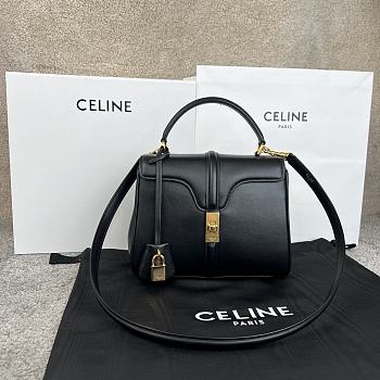 Okify Celine Small 16 Bag In Satinated Calfskin Black