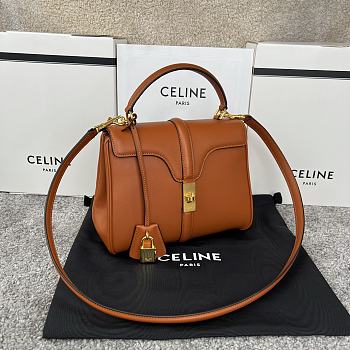 Okify Celine Small 16 Bag In Satinated Calfskin Brown