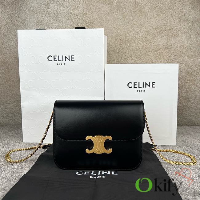 Okify Celine Medium College Bag In Shiny Calfskin Black - 1