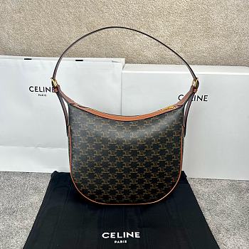 Okify Celine Heloise Bag In Triomphe Canvas And Calfskin Tan