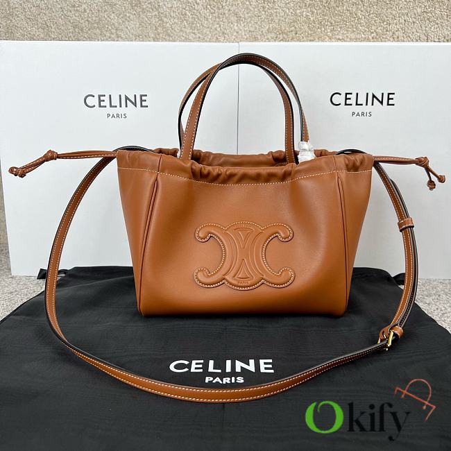 Okify Celine Small Cabas Drawstring Cuir Triomphe In Smooth Calfskin Tan - 1