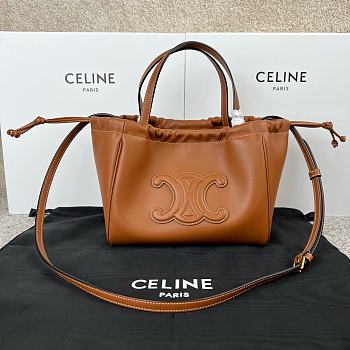 Okify Celine Small Cabas Drawstring Cuir Triomphe In Smooth Calfskin Tan