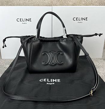 Okify Celine Small Cabas Drawstring Cuir Triomphe In Smooth Calfskin Black