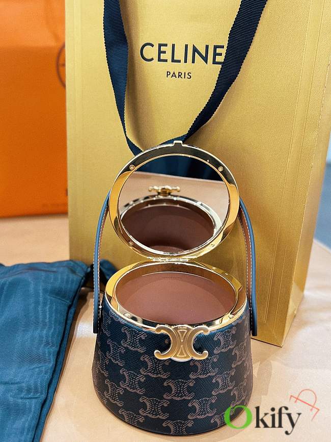 Okify Celine Nina Minaudiere In Lambskin With Triomphe Canvas Print And Calfskin Tan - 1