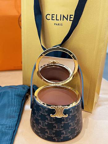 Okify Celine Nina Minaudiere In Lambskin With Triomphe Canvas Print And Calfskin Tan