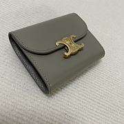 Okify Celine Small Wallet Triomphe In Shiny Calfskin Green Clay - 2