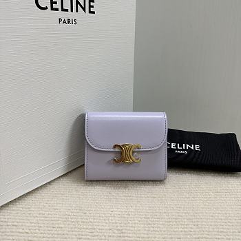 Okify Celine Small Wallet Triomphe In Shiny Calfskin Light Lilac