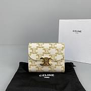 Okify Celine Small Wallet Triomphe In Triomphe Canvas White/Tan - 1