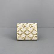 Okify Celine Small Wallet Triomphe In Triomphe Canvas White/Tan - 3