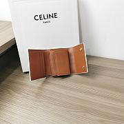 Okify Celine Small Trifold Wallet In Triomphe Canvas And Lambskin White/Tan - 5