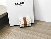 Okify Celine Small Trifold Wallet In Triomphe Canvas And Lambskin White/Tan - 1