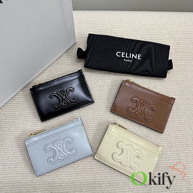 Okify Celine Zipped Card Holder In Smooth Lambskin  - 1