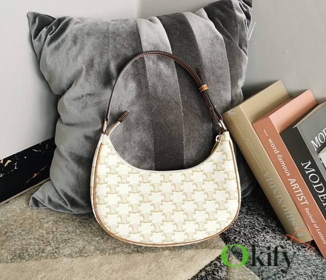 Okify Celine Ava Bag In Triomphe Canvas And Calfskin White - 1
