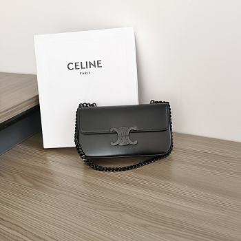 Okify Celine Chain Shoulder Bag Claude In Shiny Calfskin Black Black Hardware 