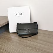 Okify Celine Chain Shoulder Bag Claude In Shiny Calfskin Black Black Hardware  - 6