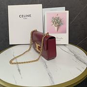 Okify Celine Chain Shoulder Bag Claude In Shiny Calfskin Red - 4