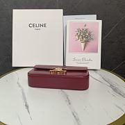 Okify Celine Chain Shoulder Bag Claude In Shiny Calfskin Red - 2