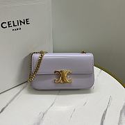 Okify Celine Chain Shoulder Bag Claude In Shiny Calfskin Purple - 1