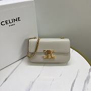 Okify Celine Chain Shoulder Bag Claude In Shiny Calfskin White - 1