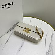 Okify Celine Chain Shoulder Bag Claude In Shiny Calfskin White - 2