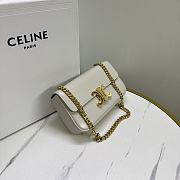 Okify Celine Chain Shoulder Bag Claude In Shiny Calfskin White - 3