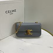 Okify Celine Chain Shoulder Bag Claude In Shiny Calfskin Blue - 1