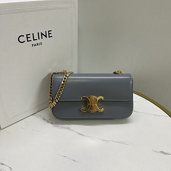 Okify Celine Chain Shoulder Bag Claude In Shiny Calfskin Blue