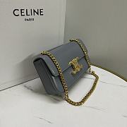 Okify Celine Chain Shoulder Bag Claude In Shiny Calfskin Blue - 4