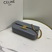 Okify Celine Chain Shoulder Bag Claude In Shiny Calfskin Blue - 2