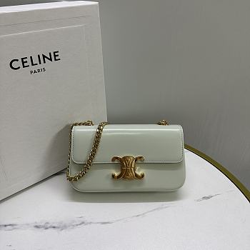 Okify Celine Chain Shoulder Bag Claude In Shiny Calfskin Green