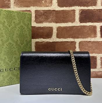 Okify Gucci Chain Wallet With Gucci Script Black Leather