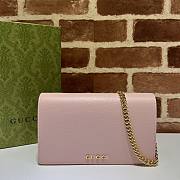 Okify Gucci Chain Wallet With Gucci Script Pink Leather - 1