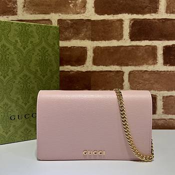 Okify Gucci Chain Wallet With Gucci Script Pink Leather