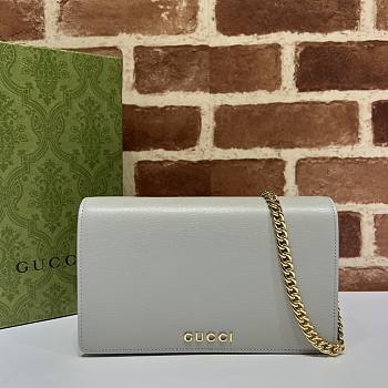 Okify Gucci Chain Wallet With Gucci Script Gray Leather