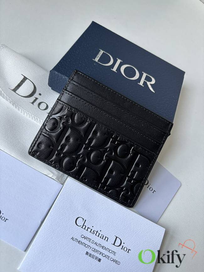 Okify Dior Card Holder Black Dior Gravity Leather  - 1