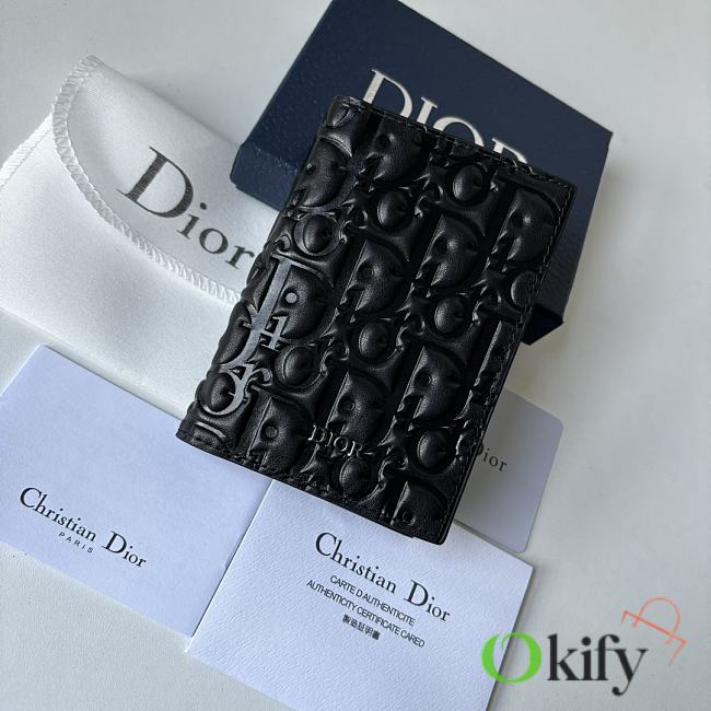 Okify Dior Bi-Fold Card Holder Black Dior Gravity Leather - 1