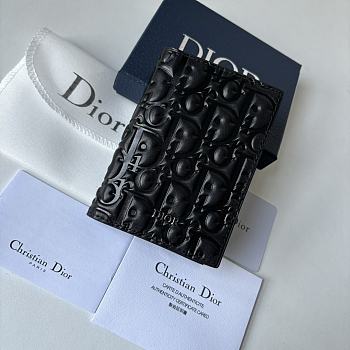 Okify Dior Bi-Fold Card Holder Black Dior Gravity Leather
