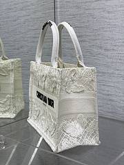 Okify Small Dior Book Tote White D-Lace Butterfly Embroidery With 3d Macrame Effect - 2