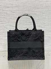 Okify Small Dior Book Tote Black D-Lace Butterfly Embroidery With 3d Macrame Effect - 4