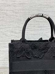Okify Small Dior Book Tote Black D-Lace Butterfly Embroidery With 3d Macrame Effect - 2