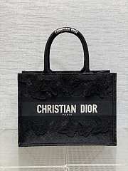 Okify Medium Dior Book Tote Black D-Lace Butterfly Embroidery With 3d Macrame Effect - 1