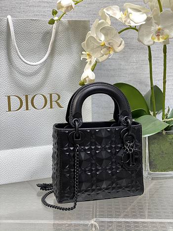 Okify Mini Lady Dior Bag Black Cannage Calfskin with Diamond Motif