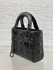 Okify Mini Lady Dior Bag Black Cannage Calfskin with Diamond Motif - 6