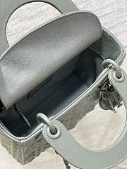 Okify Mini Lady Dior Bag Gray Cannage Calfskin with Diamond Motif - 5