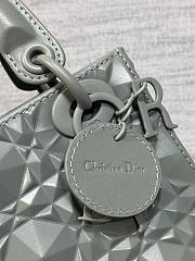 Okify Mini Lady Dior Bag Gray Cannage Calfskin with Diamond Motif - 4
