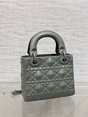 Okify Mini Lady Dior Bag Gray Cannage Calfskin with Diamond Motif - 3