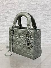 Okify Mini Lady Dior Bag Gray Cannage Calfskin with Diamond Motif - 2