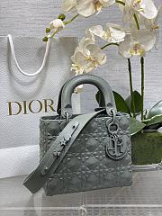 Okify Small Lady Dior My ABC Dior Bag Gray Cannage Calfskin With Diamond Motif - 1